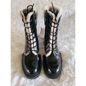 Coach Women's Leighton Shearling Booties7.5B in Black Patent Leather CX026